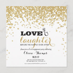 Invitation Fiançailles de Parties scintillant d'or Love & Lau