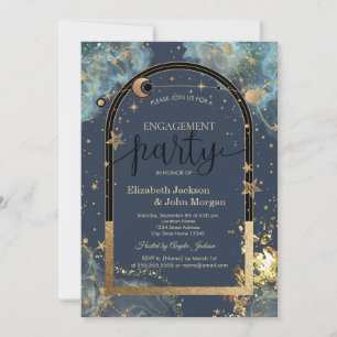 Invitation Fiançailles de Parties scintillant or céleste Sun 