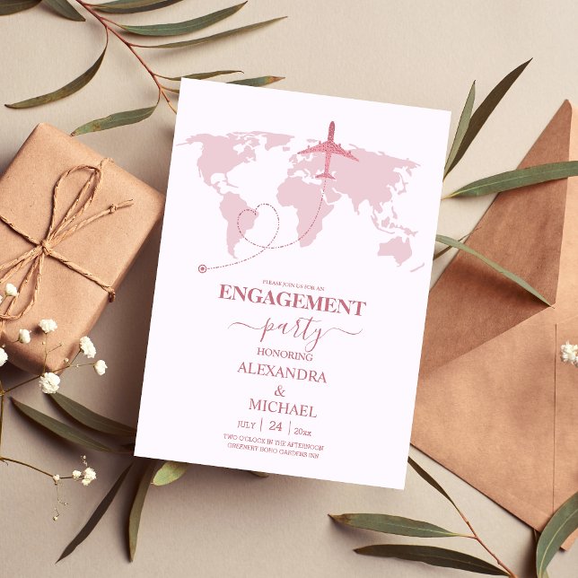 Invitation Fiançailles de passeport Rose Gold Destination (Créateur téléchargé)