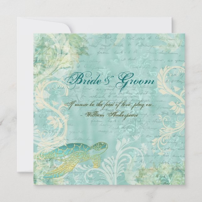 Invitation Fiançailles de remous de tortue de mariage de (Devant)