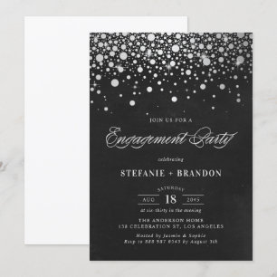 Invitation Fiançailles de tableau noir Faux Silver Foil Confe