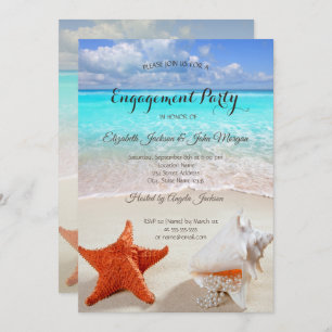 Invitation Fiançailles des coquillages de mariage de plage