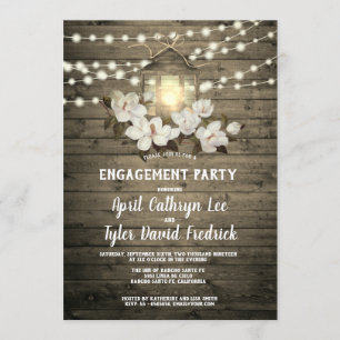Invitation Fiançailles des lumières de lanterne en bois rusti