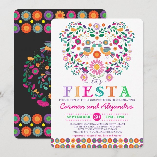 Invitation Fiançailles-douche en couple de fleurs de fêtes me (Devant / Derrière)