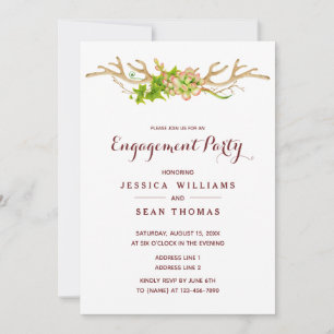 Invitation Fiançailles élégantes et rustiques avec bois de ce