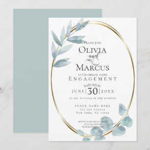 Invitation FIANÇAILLES   Eucalyptus bleu-dusté