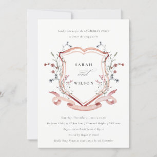 Invitation Fiançailles Fleur sauvage d'aquarelle rose pâle