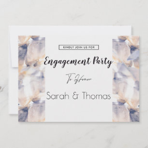 INVITATION FIANÇAILLES FLORAL ÉLÉGANT BLANC & BLEU