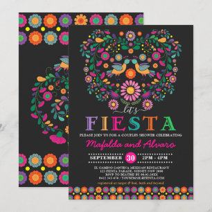 Invitation Fiançailles floral en fiesta vibreuse Couples