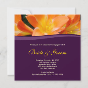 Invitation Fiançailles florale pourpre
