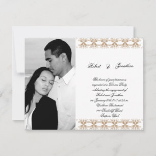Invitation Fiançailles gris noir et or