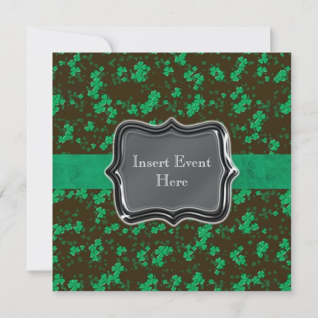 Invitation Fiançailles irlandais vert noir de mariage (Devant)