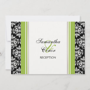 Invitation Fiançailles mariage damassé blanc noir
