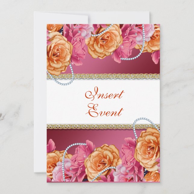 Invitation fiançailles mariage de perles Vintage (Devant)
