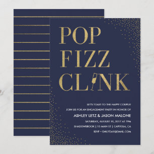 Invitation Fiançailles Mariage de Pop Fizz Clink