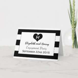 Invitation Fiançailles Mariage moderne chic noir et blanc