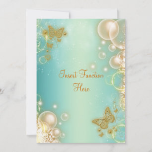 Invitation fiançailles mariage papillon turquoise