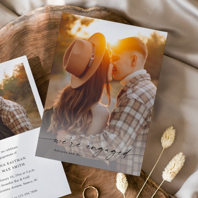 Invitation Fiançailles Mariage photo Simple Script 2 (Elegant Handwritten Script 2 Photo Engagement Photo Announcement Invitation.)