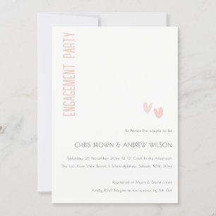 Invitation Fiançailles minimal Soft Elegant Dusky Coeurs Rose