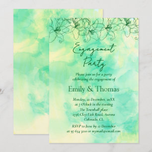 Invitation fiançailles minimaliste mariage de fond vert
