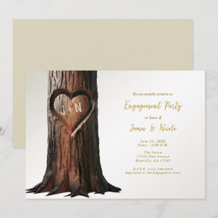 Invitation Fiançailles minimaliste rustique de l'arbre cardia