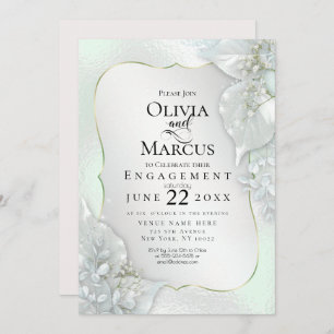Invitation FIANÇAILLES   Mystic Honeydew Shimmer Feuilles