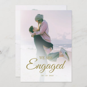 Invitation Fiançailles Photo Overlay Moderne Élégant Simple