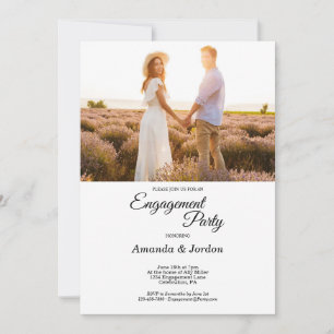 Invitation Fiançailles photo simple Black Calligraphy