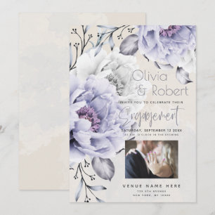 Invitation FIANÇAILLES   Planeur rustique Lilac et Albâtre Pe