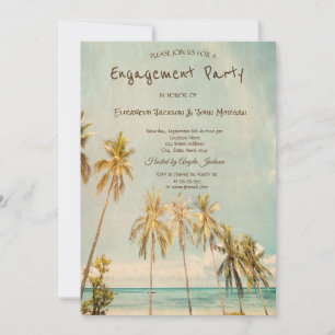 Invitation Fiançailles Retro Beach Palms