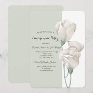 Invitation Fiançailles Rose chic aux fleurs blanches