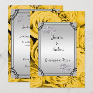 Invitation Fiançailles Roses Jaunes & Bagues de Mariage Diama