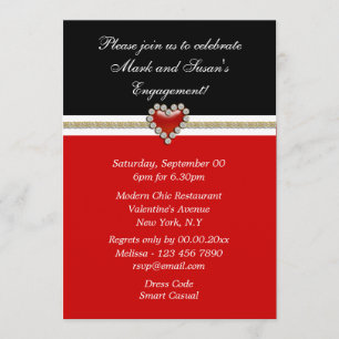 Invitation fiançailles rouge noir blanc PERSONNALISER