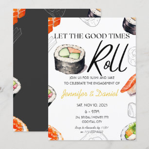 Invitation Fiançailles Sushi Roulé Cérémonie de la Douche pou