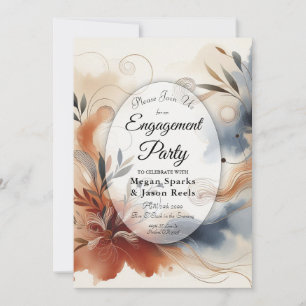 Invitation Fiançailles Terracotta Twilight et Navy Blooms 