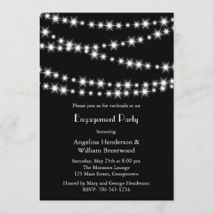 Invitation Fiançailles Twinkle Lights (noir)
