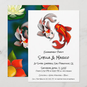 Invitation Fiançailles Yin Yang Koi Fish Jardin Japonais
