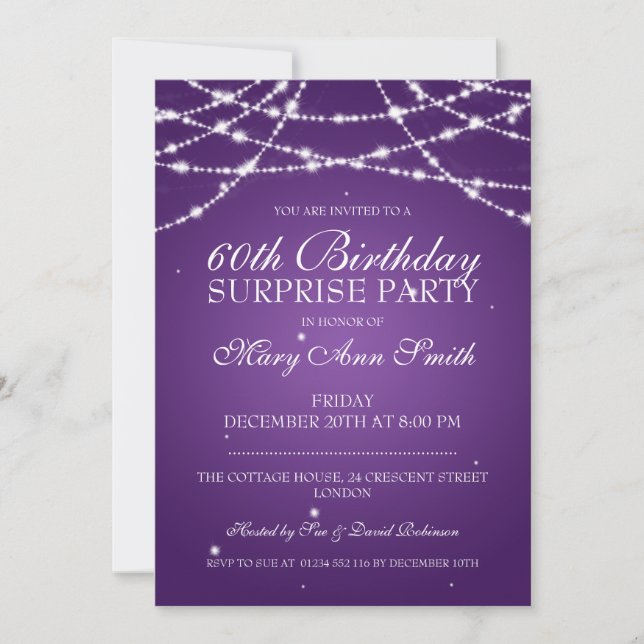 Invitation Ficelle de fête d'anniversaire de surprise des (Devant)