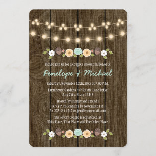 Invitation Ficelle turquoise de douche rustique de couples