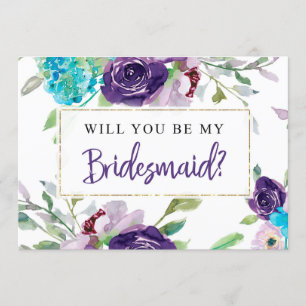 Invitation Fiche de proposition de Bridesmaid  Turquoise & Pu