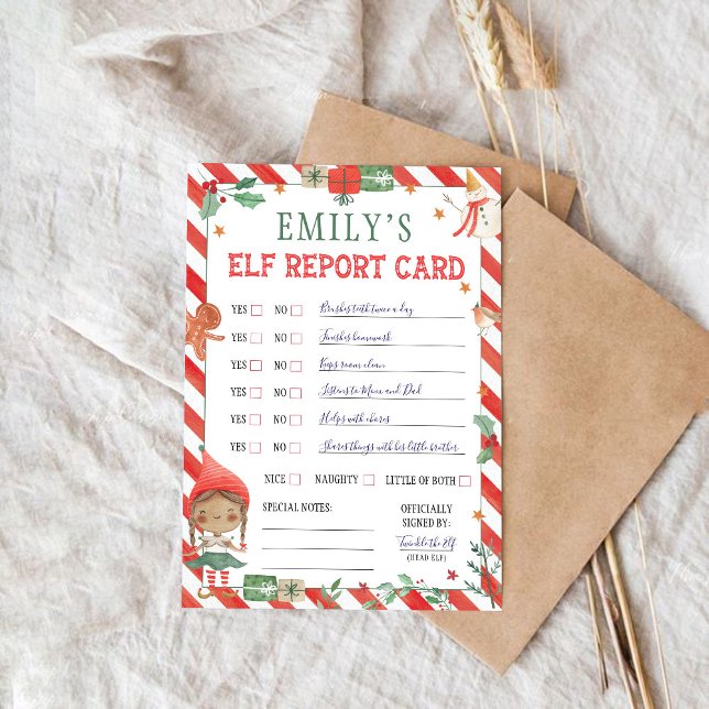Invitation Fiche de rapport des elfes de Noël (Créateur téléchargé)