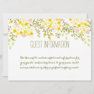 Invitation Fiche d'information du Mariage floral jaune de pri