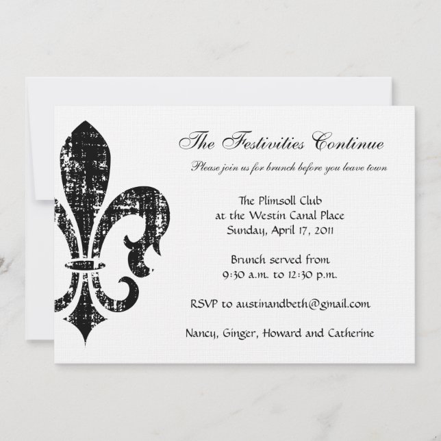 Invitation Fiche d'information Mariage| Nouvelle-Orléans| Noi (Devant)
