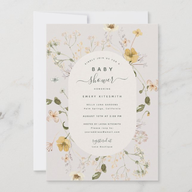 Invitation Fiche d'invitation Fleur sauvage de printemps Baby (Devant)