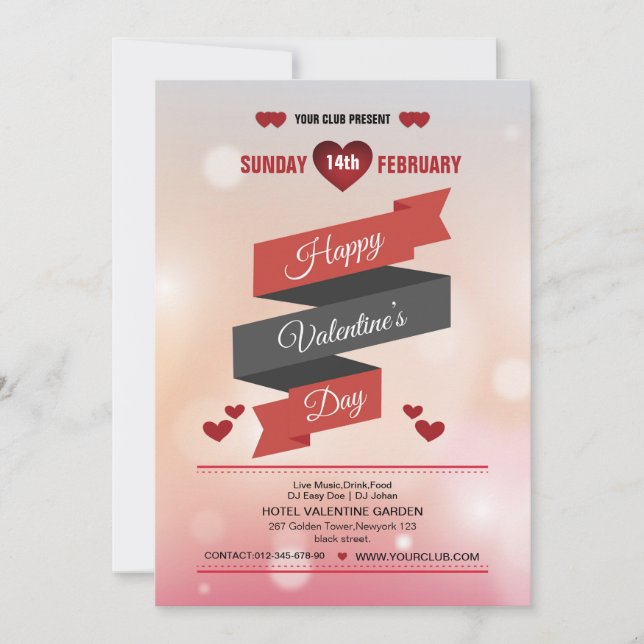 Invitation fidélisation élégante de la fête des valentines (Devant)