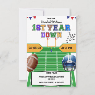 Invitation Field Première année Football bas Fête d'anniversa