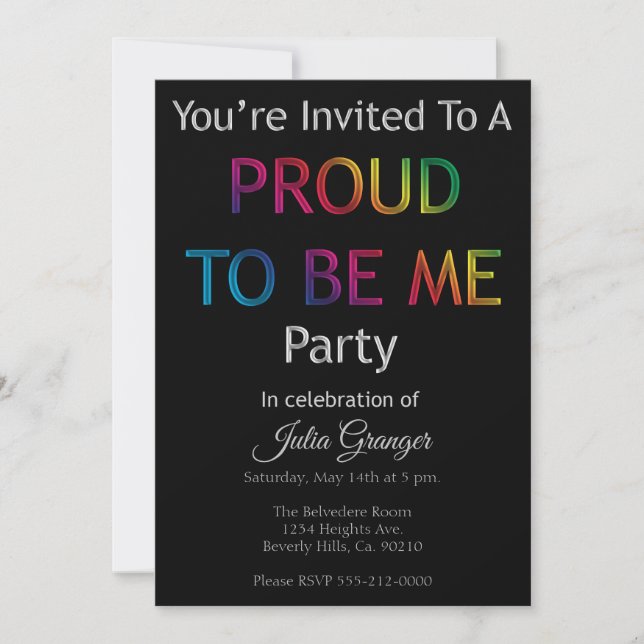 Invitation Fier D'Être Moi À Sortir De La Fête (Devant)