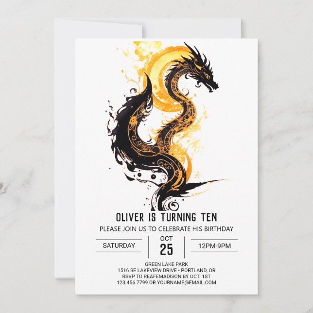 Invitation Fierce Dragon Adventure Anniversaire (Devant)