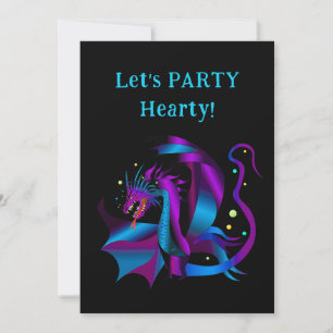 Invitation Fierce Dragon violet et blues Parti unique