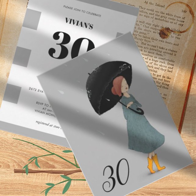 Invitation Fière Dame Dans La Pluie Jour 30e Anniversaire (Créateur téléchargé)